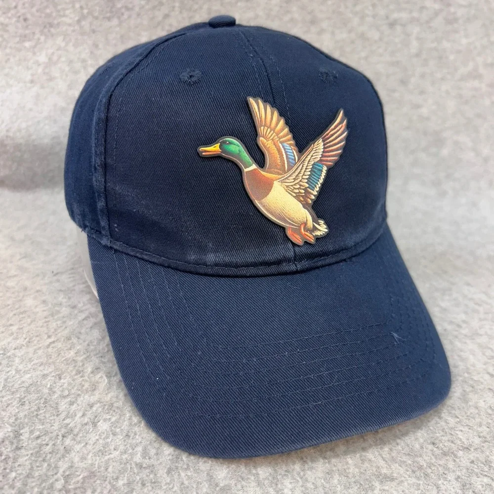 Flying Mallard Duck Patch Youth Navy Port & Company Baseball Cap Adjustable Hat